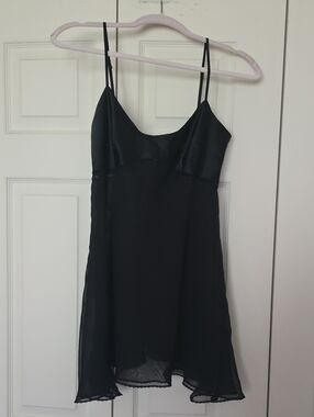 Vintage Victoria's Secret Black Satin & Chiffon Sexy Nightie